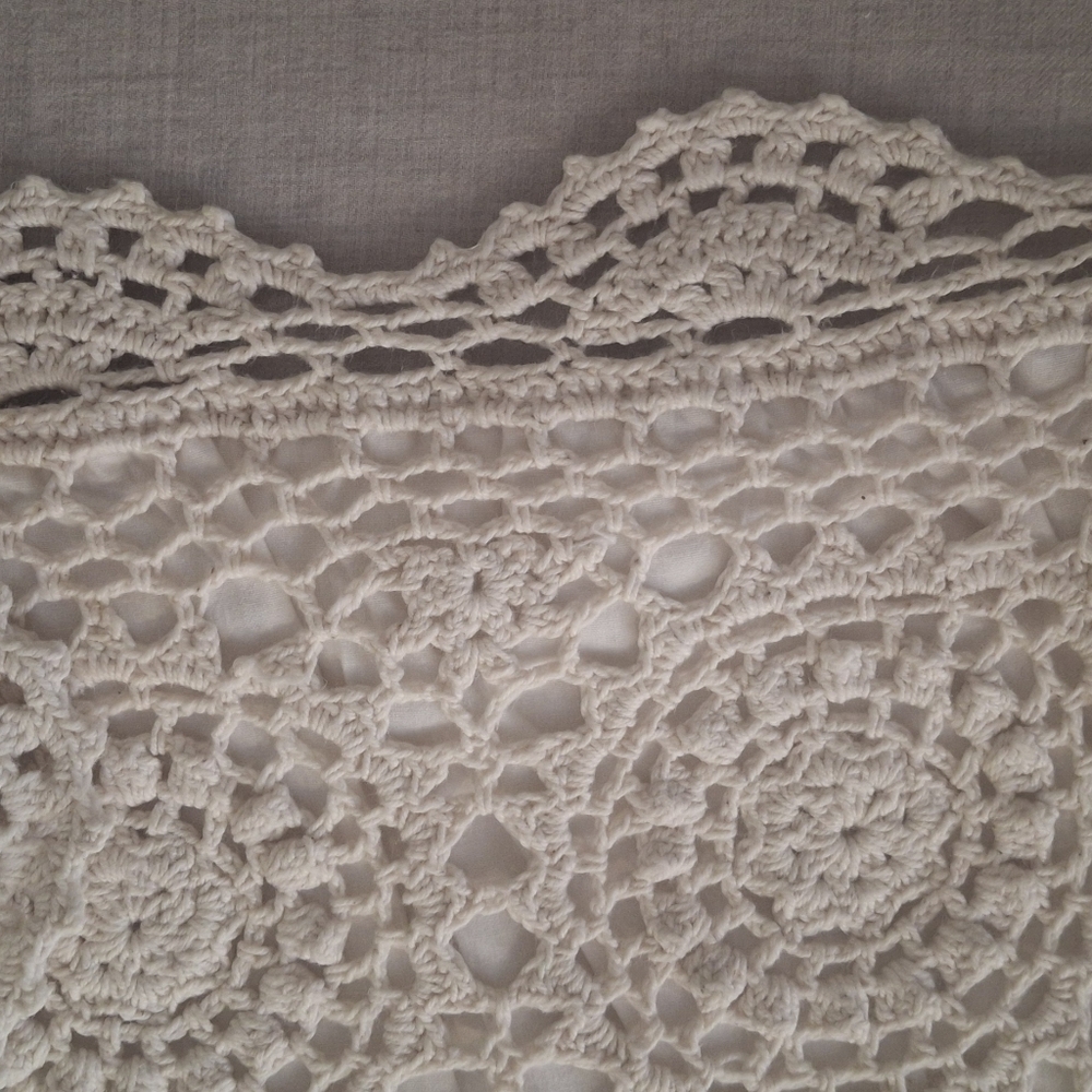 Crochet Cotton Cushion Pillowcase Tan Boho 26x20 In Hippie Western BarncoreSku20 - Picture 6 of 11